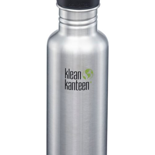 Klean Kanteen - Classic 27oz bottle (w/Sport Cap 3.0) / 800ml brushed stainless - RVS waterfles